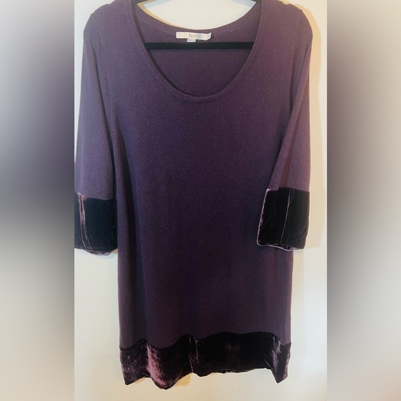 Boden Velvet Trimmed Plum Purple Scoop Neck Dress Size‎ 14 Cashmere Angora Blend - Picture 2 of 10
